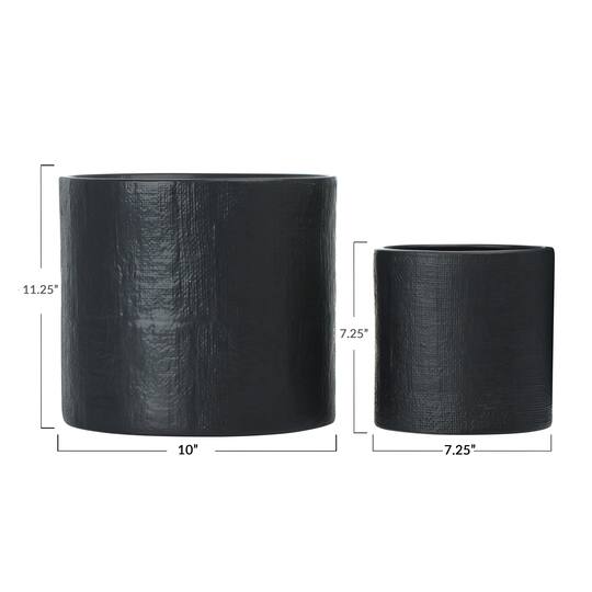 Hello Honey® Stoneware Planters with Embossed Cross Hatch Texture Set